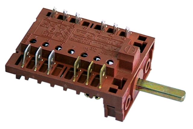 Kamkontakt Akse ø 6x4,6mm Tilslutning Fladstik 7 skiftestillinger