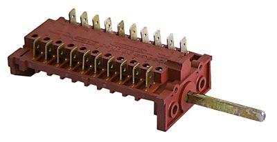 Kamkontakt Skiftesekvens 1-0-2 Akse ø 6x4,6mm Tilslutning Fladstik 3 skiftestillinger 10-polet