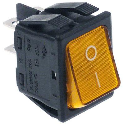 Vippekontakt Indbygningsmål 30x22mm orange 2NO 250V Tilslutning Fladstik 6,3 mm