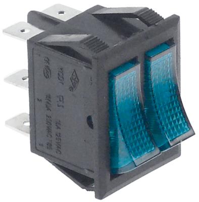 Vippekontakt Indbygningsmål 30x22mm grøn 1NO/1NO 250V Tilslutning Fladstik 6,3 mm  - 16A