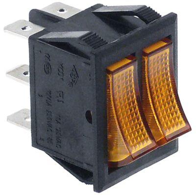 Vippekontakt Indbygningsmål 30x22mm orange 1NO/1NO 250V Tilslutning Fladstik 6,3 mm  - 16A