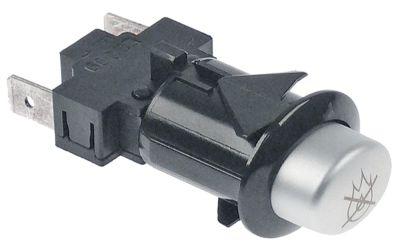 Tryktast Indbygningsmål 20,6x16,4mm sølv 1NO 250V Tilslutning Fladstik 6,3 mm Reset 16A