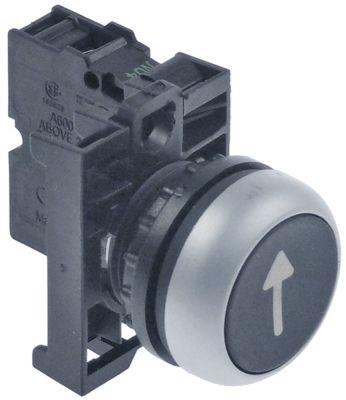Tryktast sort 1NO tastende Pil  -  - Indbygningsmål ø22mm