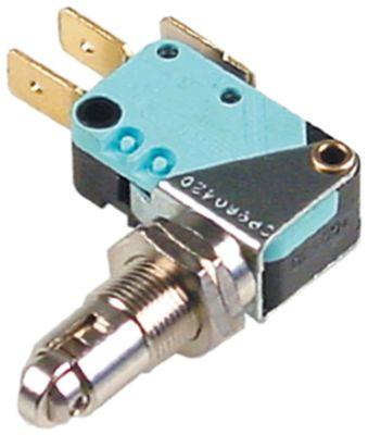 Mikrokontakt rullebetjent 250V 16A 1CO Tilslutning Fladstik 6,3 mm Gevind M10x0,75 L 24mm