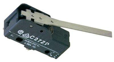 Mikrokontakt grebsbetjent 250V 16A 1CO Tilslutning Fladstik 6,3 mm med arm BA 25mm