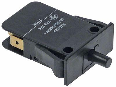 Mikrokontakt stiftbetjent 250V 12A 3NO Tilslutning Fladstik 4,8mm med trykstift