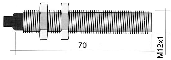 Magnetkontakt 250V 3A Gevind M12x1 Tilslutning Kabel Kabellængde 2000mm L 72mm 1NO