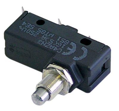 Mikrokontakt stiftbetjent 250V 16A 1CO L1 13mm Tilslutning Fladstik 6,3 mm Gevind M10x1 L 46mm