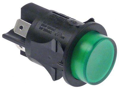 Trykkontakt Indbygningsmål ø25mm grøn 2NO 250V Tilslutning Fladstik 6,3 mm  - 16A