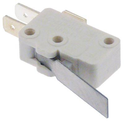 Mikrokontakt grebsbetjent 250V 16A 1CO L1 37mm Tilslutning Fladstik 6,3 mm L 28mm med arm BA 22mm