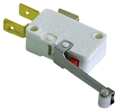 Mikrokontakt rullegrebsbetjent 250V 16A 1CO L1 42mm Tilslutning Fladstik 6,3 mm hvid L 29mm