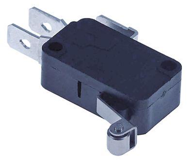 Mikrokontakt rullegrebsbetjent 250V 16A 1CO L1 19mm Tilslutning Fladstik 6,3 mm sort L 23mm