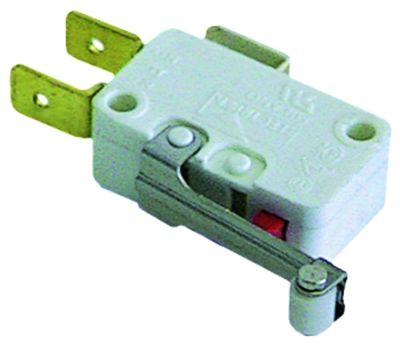 Mikrokontakt rullegrebsbetjent 250V 15A 1CO L1 37mm Tilslutning Fladstik 6,3 mm grå L 28mm