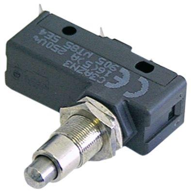 Mikrokontakt stiftbetjent 250V 16A 1CO L1 14mm L2 23mm Tilslutning Fladstik 6,3 mm Gevind M12x1