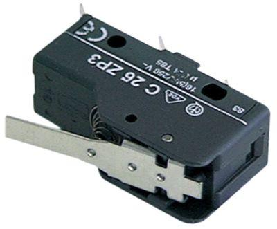 Mikrokontakt grebsbetjent 250V 16A 1CO Tilslutning Fladstik med arm