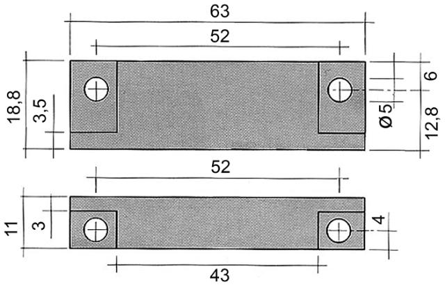 Magnet LA 51mm ø 48mm H 11mm L 63mm B 188mm M4