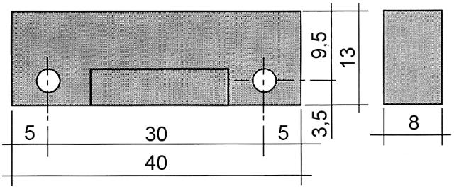 Magnet LA 30mm ø 33mm H 8mm L 40mm B 13mm M3