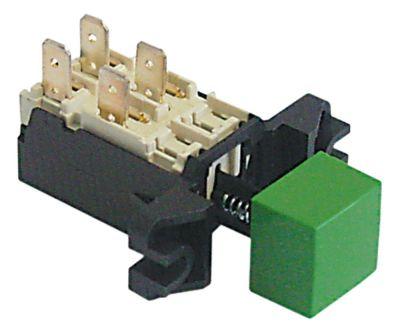 Trykkontakt grøn 2NO 250V Tilslutning Fladstik 6,3 mm  - 16A