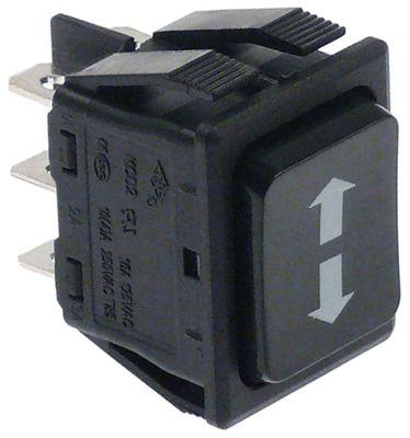 Vippekontakt Indbygningsmål 30x22mm sort 2CO 230V Tilslutning Fladstik 6,3 mm Indbygningsmål 30