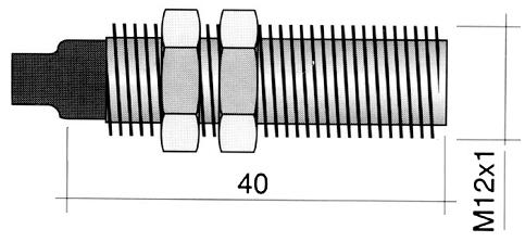 Magnetkontakt 250V 1A Gevind M12x1 Tilslutning Kabel Kabellængde 2000mm L 40mm 1NO