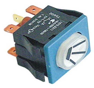 Trykkontakt Indbygningsmål 30x22mm hvid 2NO/lampe 250V Tilslutning Fladstik 4,8mm/6,3mm Spuling 16A