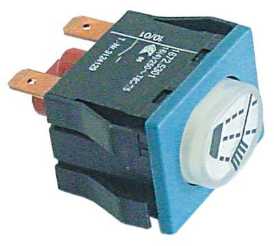 Tryktast Indbygningsmål 30x22mm hvid 1NO 250V Tilslutning Fladstik 6,3 mm Efterspuling 16A
