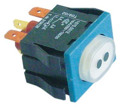 Tryktast Indbygningsmål 30x22mm hvid 1NO/lampe 250V Tilslutning Fladstik 4,8mm/6,3mm Program II