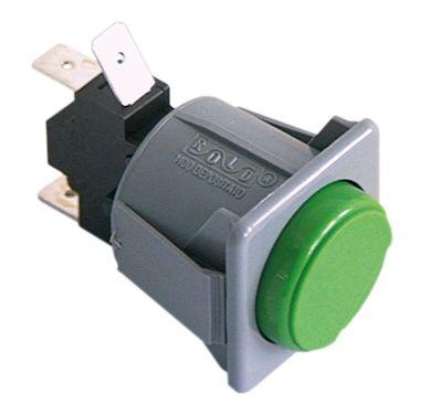 Tryktast Indbygningsmål 28,5x28,5mm grøn 1CO 250V Tilslutning Fladstik 6,3 mm  - 16A