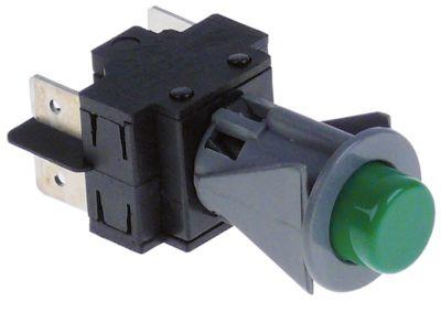 Tryktast Indbygningsmål ø16mm grøn 2NO 250V Tilslutning Fladstik 6,3 mm  - 16A