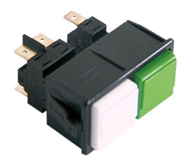 Tastkombination Indbygningsmål 28,5x52,6mm grøn/hvid 2NO/1CO 250V Tilslutning Fladstik 6,3 mm