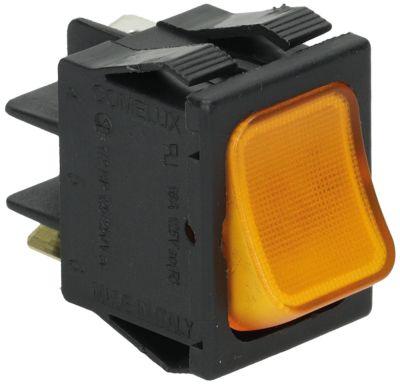 Vippekontakt Indbygningsmål 30x22mm orange 1NO/lampe 230V 250V Tilslutning Fladstik 6,3 mm  -
