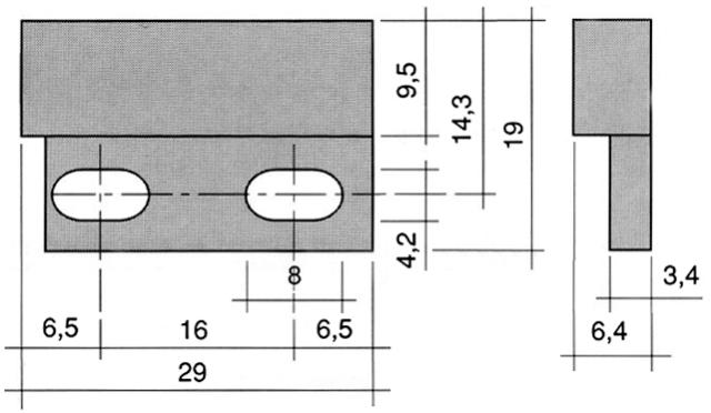 Magnet LA 17mm H 64mm L 29mm B 19mm Hul ø 4x8mm M4