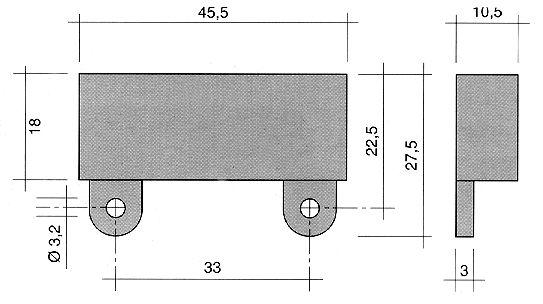 Magnet LA 32mm H 11mm L 455mm B 18mm Hul ø 4mm