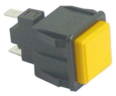 Tryktast Indbygningsmål 28,5x28,5mm gul 1NO 250V Tilslutning Fladstik 6,3 mm  - 16A