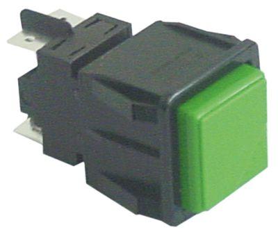 Trykkontakt Indbygningsmål 28,5x28,5mm grøn 2NO 250V Tilslutning Fladstik 6,3 mm  - 16A