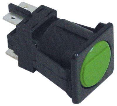 Trykkontakt Indbygningsmål 28,5x28,5mm grøn 2NO 250V Tilslutning Fladstik 6,3 mm  - 16A