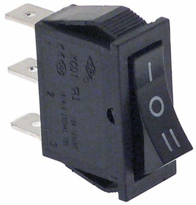 Vippekontakt Indbygningsmål 30x11mm sort 1CO 250V Tilslutning Fladstik 6,3 mm Indbygningsmål 30