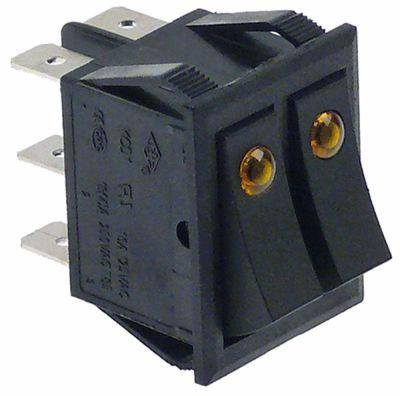 Vippekontakt Indbygningsmål 30x22mm orange/orange 1NO/1NO/lampe 250V Tilslutning Flads
