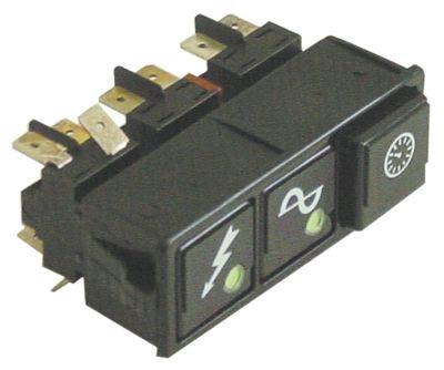 Kontaktkombination Indbygningsmål 28,5x77,5mm sort 2CO/2CO/2NO 250V Tilslutning Fladstik 6,3 mm 