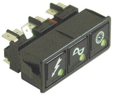 Kontaktkombination Indbygningsmål 28,5x77,5mm sort 2CO/2NO/2NO 250V Tilslutning Fladstik 6,3 mm 