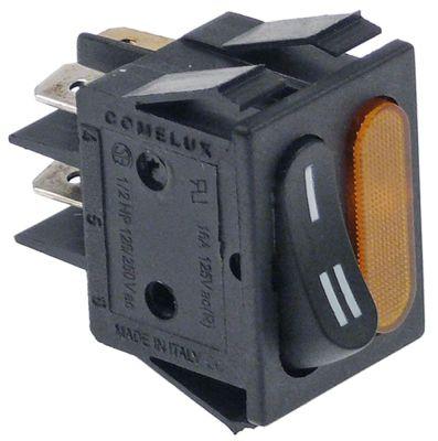 Vippekontakt Indbygningsmål 30x22mm sort/orange 1NO/lampe 250V Tilslutning Fladstik 6,3 mm