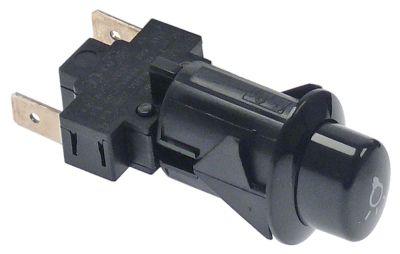 Trykkontakt Indbygningsmål 20,6x16,4mm sort 1NO 250V Tilslutning Fladstik 6,3 mm Lys 16A