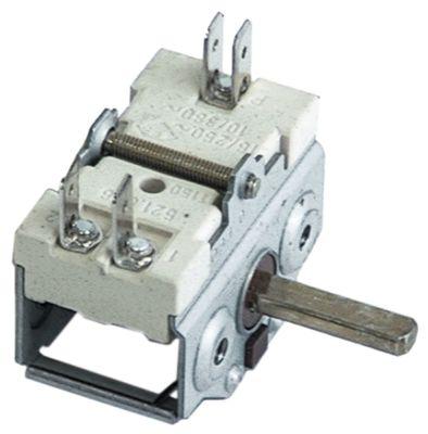 Kamkontakt 16A Skiftesekvens 1-0-2 Akse ø 6x4,6mm Akselængde 23mm Tilslutning Fladstik 6,3 m