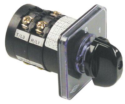 Drejeomskifter 12A Akse ø 5x5mm Akselængde 23mm Tilslutning Skruetilslutning 380V 0-1 Stillinger 2