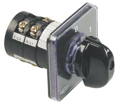 Drejeomskifter 20A Akse ø 5x5mm Akselængde 23mm Tilslutning Skruetilslutning 400V 0-1 Stillinger 2