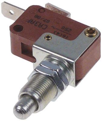 Mikrokontakt stiftbetjent 250V 16A 1NO Tilslutning Fladstik 6,3 mm Gevind M10x0,75