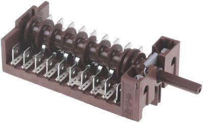 Kamkontakt 16A Skiftesekvens 1-2-3 Akse ø 6x4,6mm Akselængde 34mm Tilslutning Fladstik 6,3 m