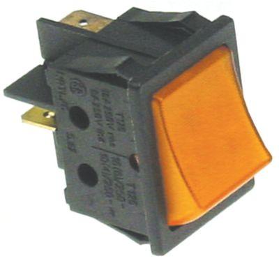 Vippekontakt Indbygningsmål 30x22mm orange 1NO/lampe 12V 250V Tilslutning Fladstik 6,3 mm  -