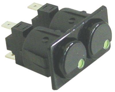 Kontaktkombination Indbygningsmål 28,5x52,6mm sort 1NO/1NO 250V Tilslutning Fladstik 6,3 mm  - 1