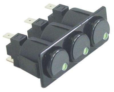Kontaktkombination Indbygningsmål 28,5x77,5mm sort 1NO/1NO/1NO 250V Tilslutning Fladstik 6,3 mm 